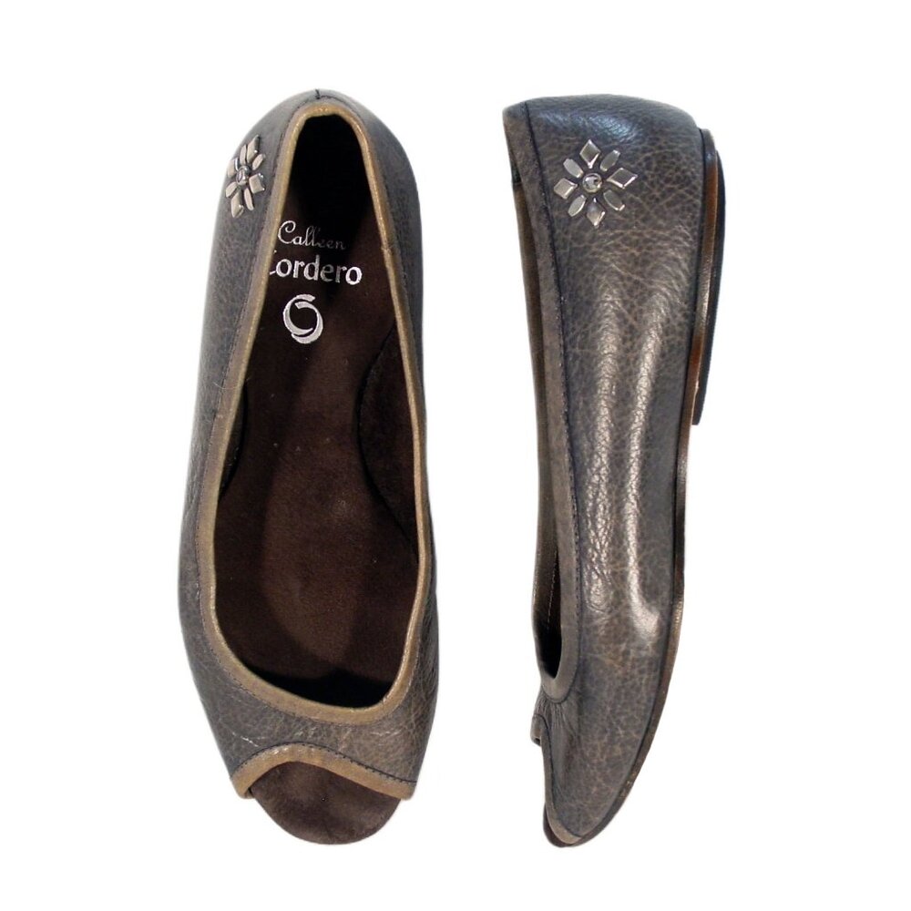 CALLEEN CORDERO $350 Starburst Studded Leather Peep Toe Flats 6 - N. HOLLYWOOD